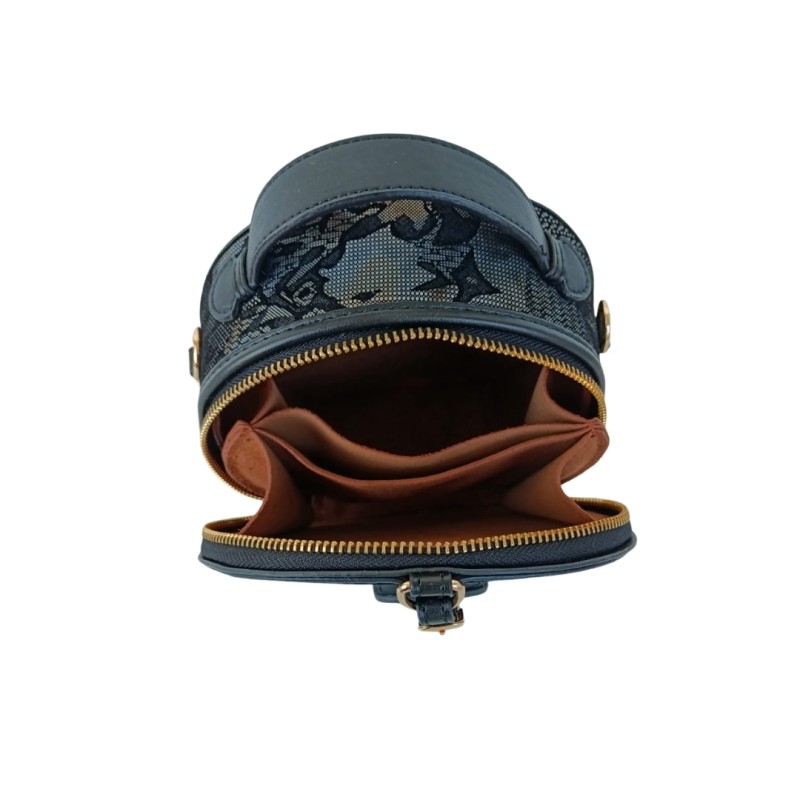 Dantel Desenli Siyah Renk Yuvarlak Bag Çanta