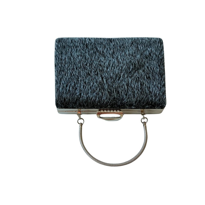 Füme Renk İtalyan Kürk Kumaş Abiye Çanta