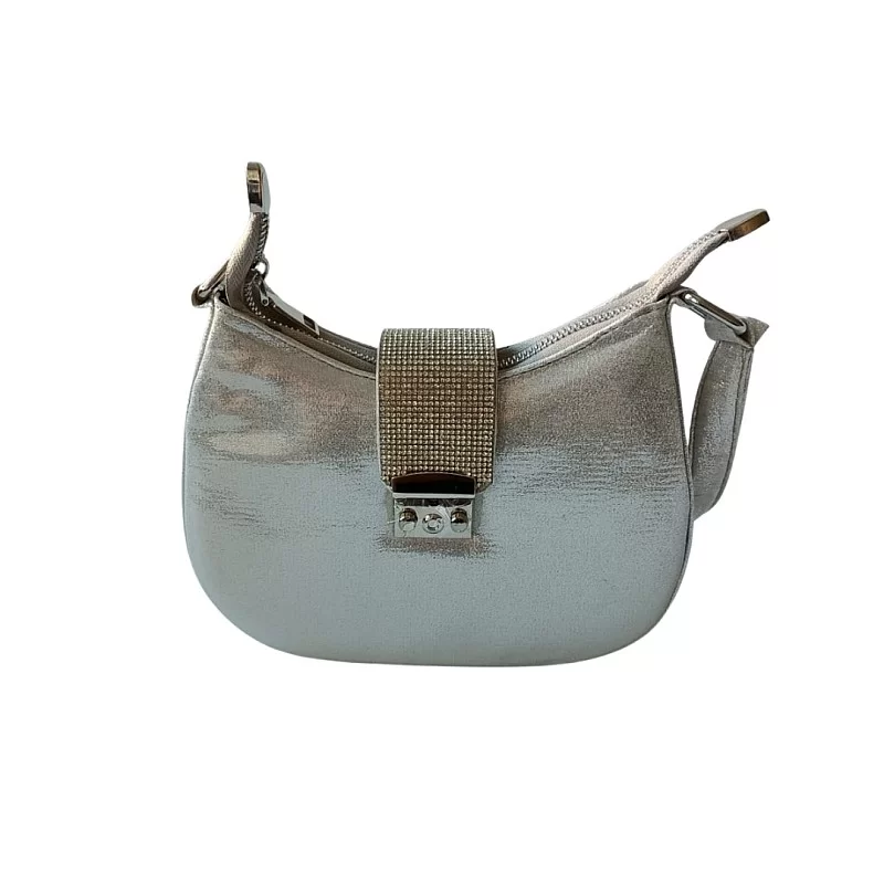 Gümüş Renk İtalyan Kumaş Çanta