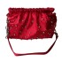 Kırmızı Saten Gümüş Taş Süslemeli Çanta