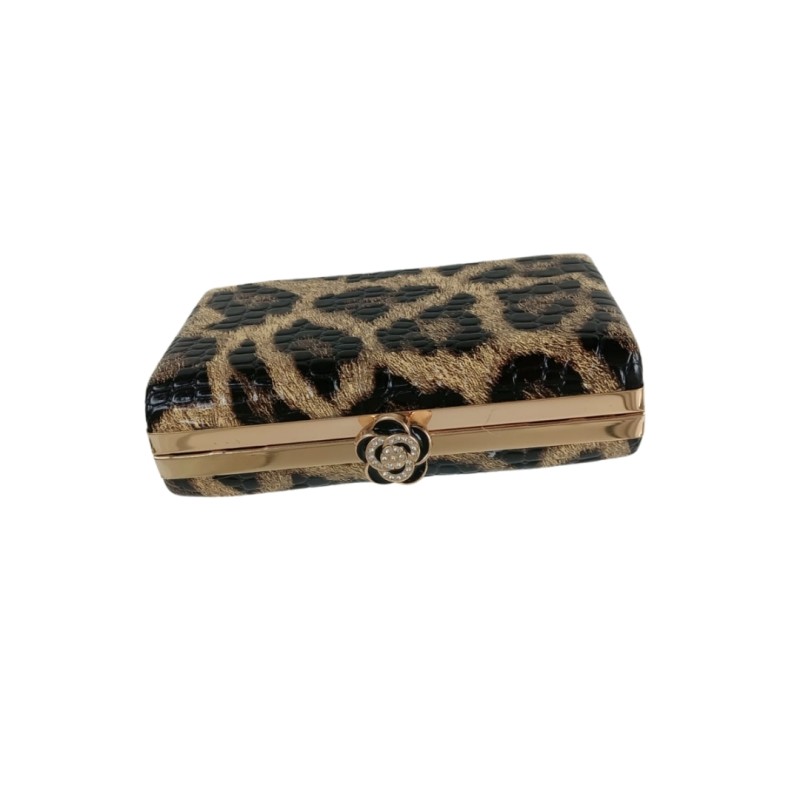 Leopar Desenli Dikdörtgen Abiye Çanta