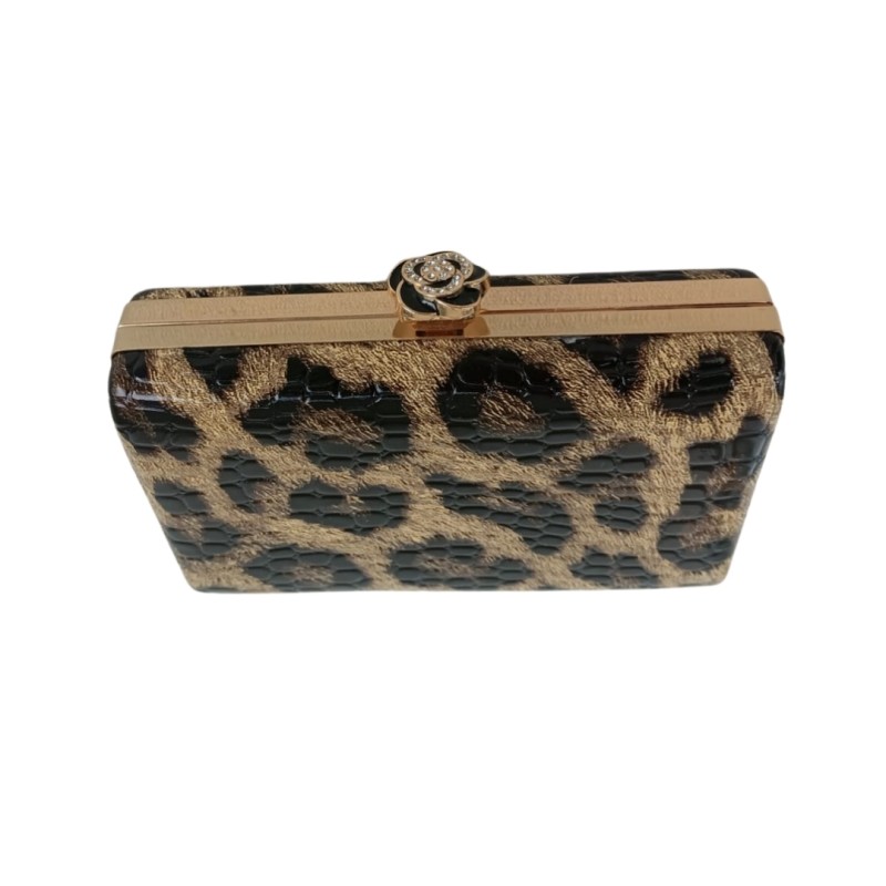 Leopar Desenli Dikdörtgen Abiye Çanta