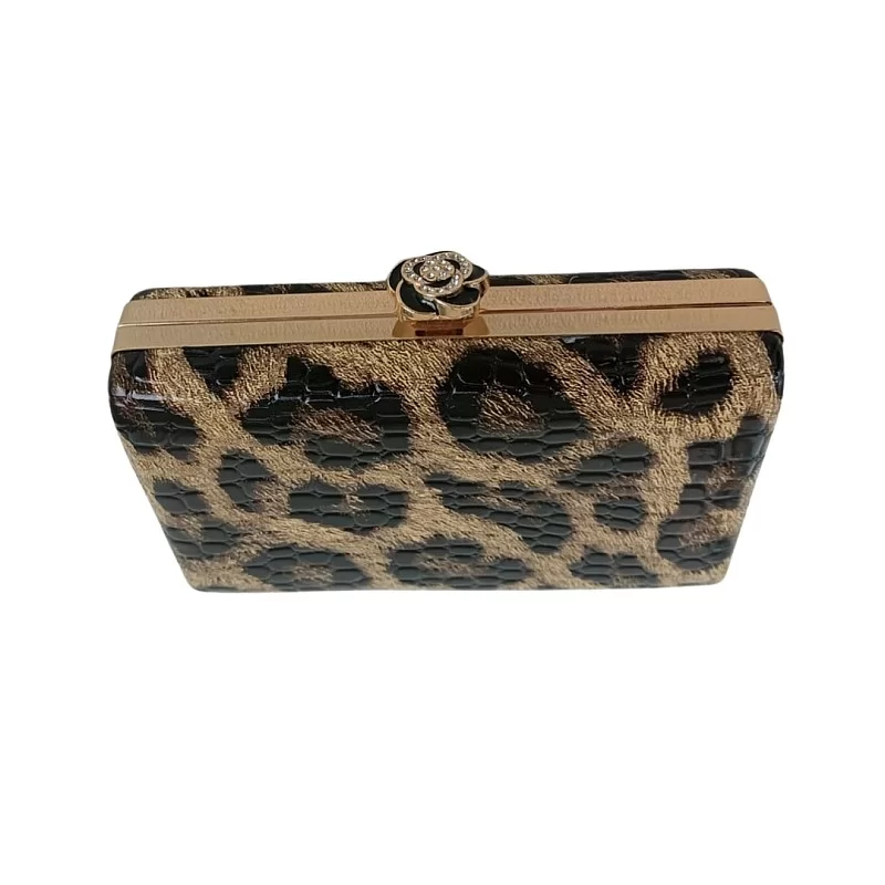 Leopar Desenli Dikdörtgen Abiye Çanta