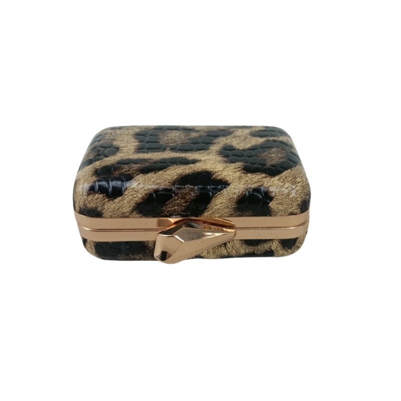 Leopar Desenli Kare Abiye Çanta