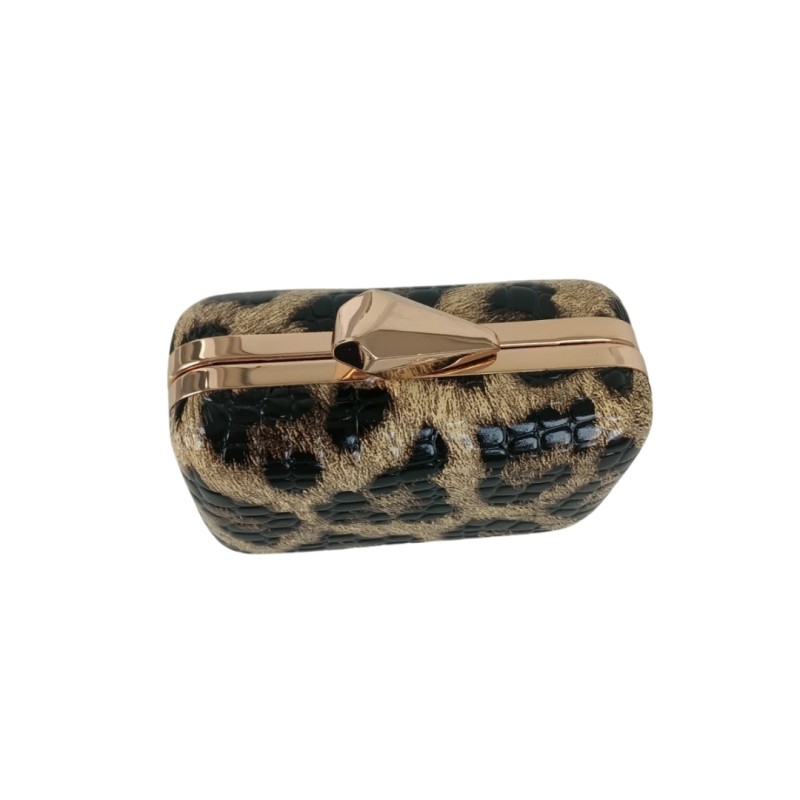 Leopar Desenli Kare Abiye Çanta