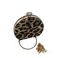 Leopar Desenli Oval Abiye Çanta