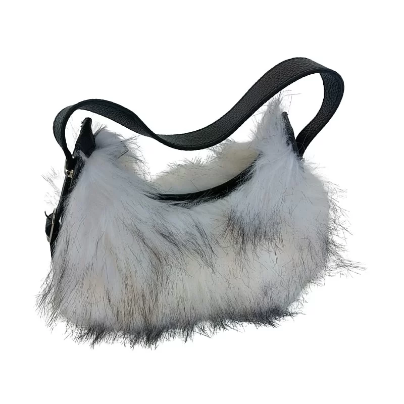 Siyah Beyaz Renk Kürk Çanta