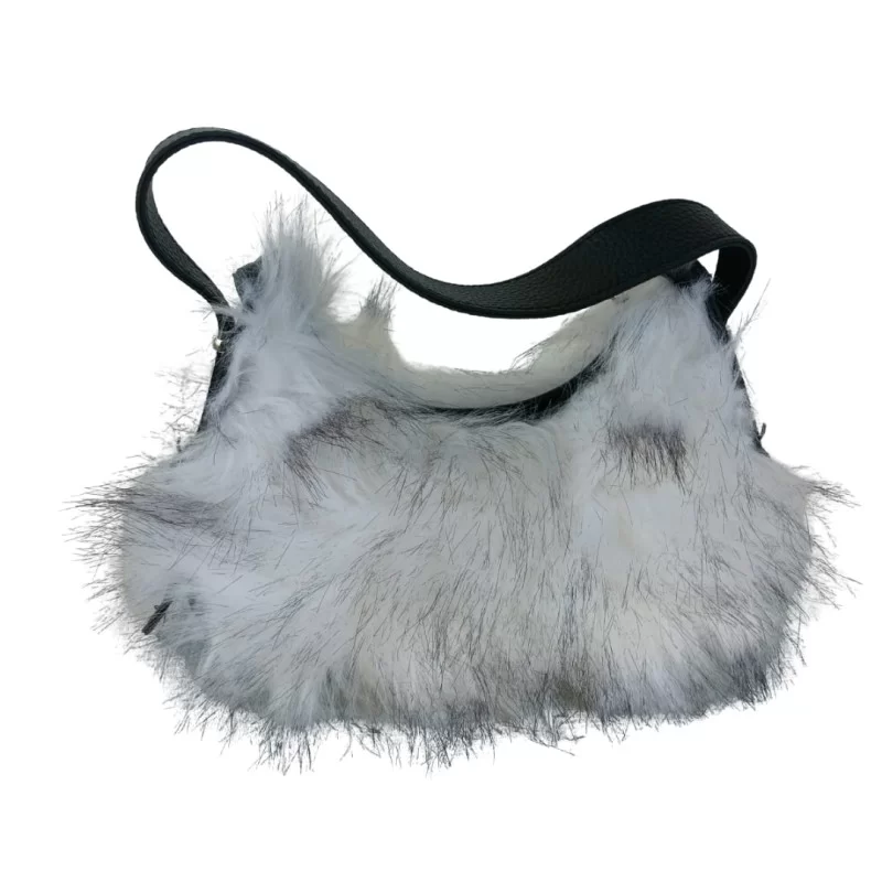 Siyah Beyaz Renk Kürk Çanta