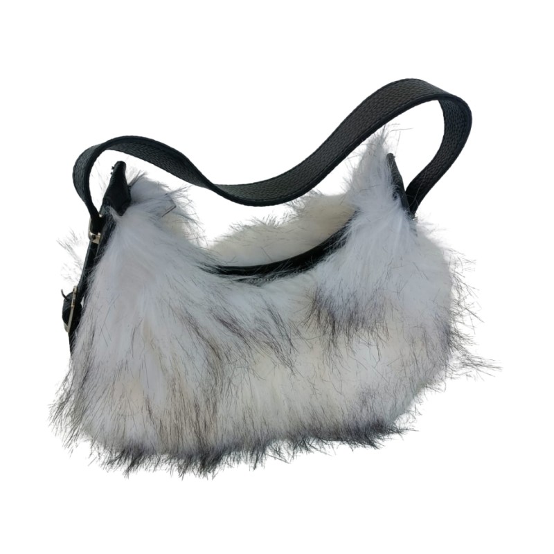 Siyah Beyaz Renk Kürk Çanta