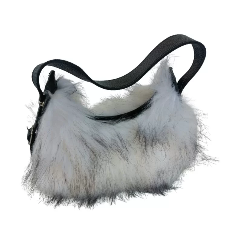 Siyah Beyaz Renk Kürk Çanta