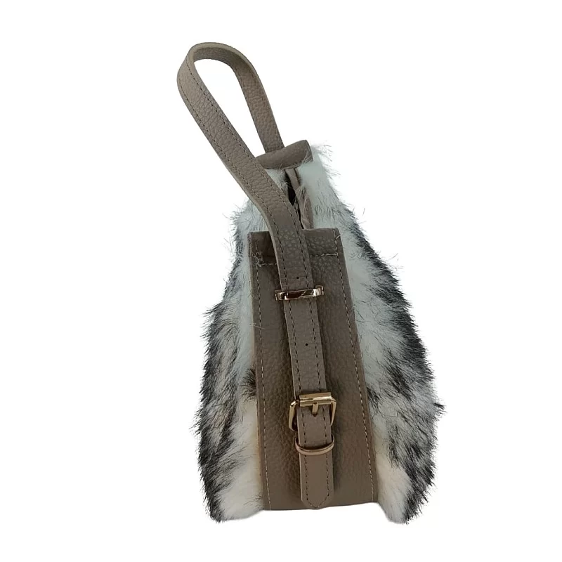 Siyah Krem Renk Kürk Çanta