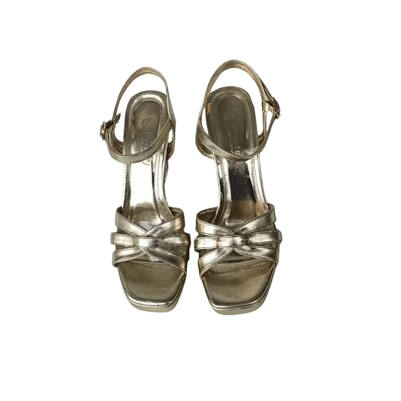 Altın Renk Cam Platform Topuklu Ayakkabı