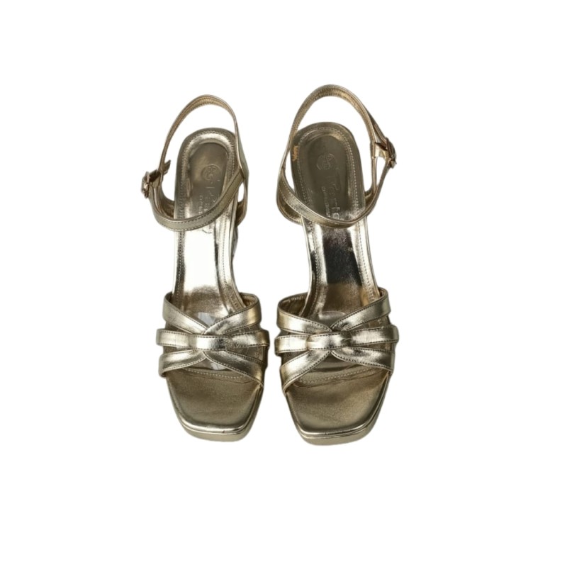 Altın Renk Cam Platform Topuklu Ayakkabı