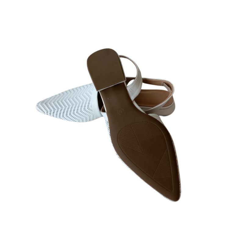 Beyaz Renk Lazer Kesim Slingback Ayakkabı