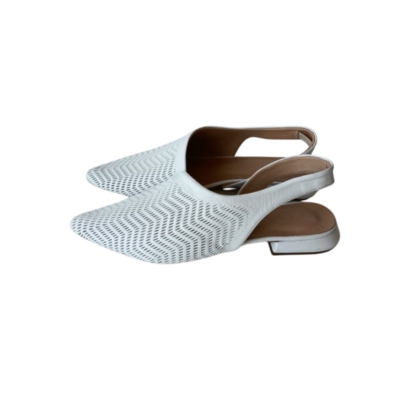 Beyaz Renk Lazer Kesim Slingback Ayakkabı