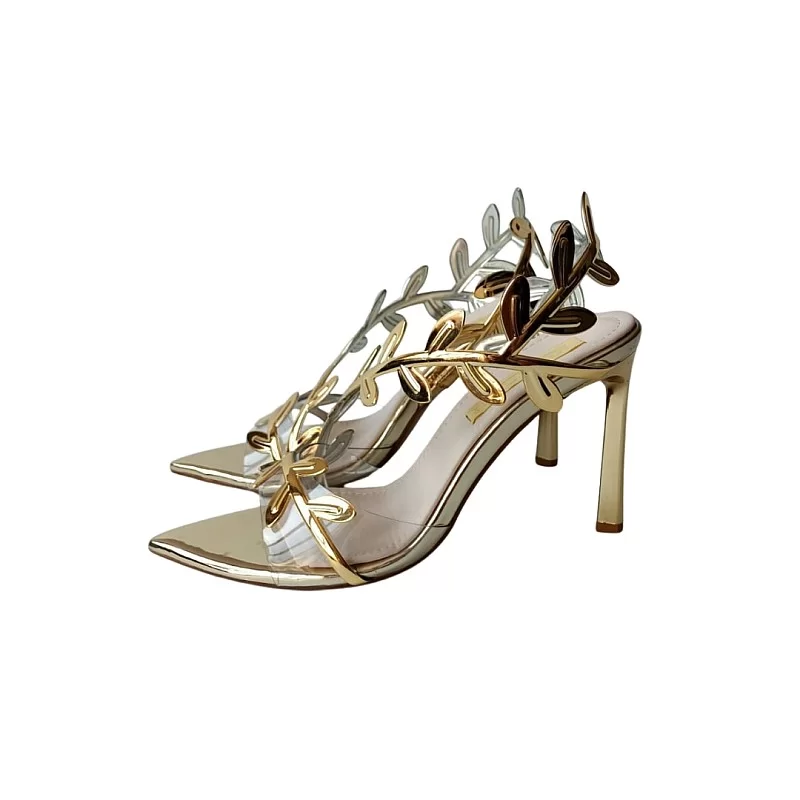 Gold Renk Metalik Stiletto Ayakkabı
