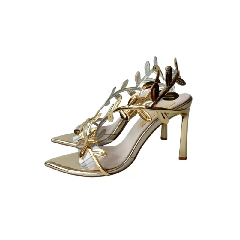 Gold Renk Metalik Stiletto Ayakkabı