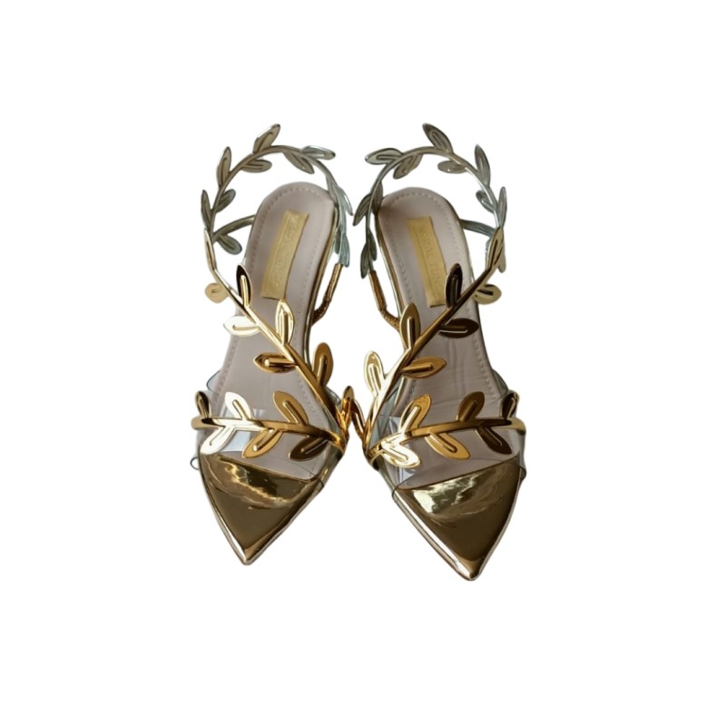 Gold Renk Metalik Stiletto Ayakkabı