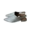 Gri Renk Lazer Kesim Slingback Ayakkabı Gri Renk Lazer Kesim Slingback Ayakkabı