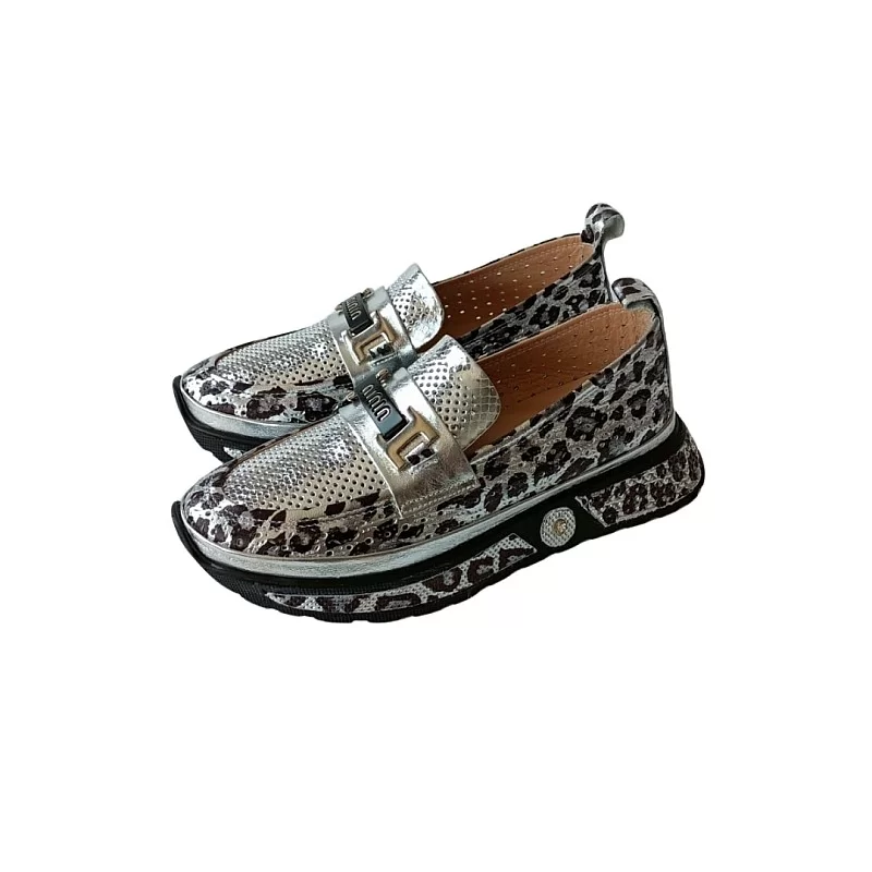Gümüş Leopar Desen Spor Ayakkabı