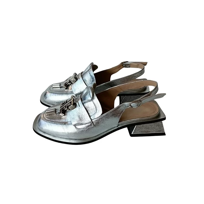 Gümüş Renk Özel Üretim Slingback Ayakkabı