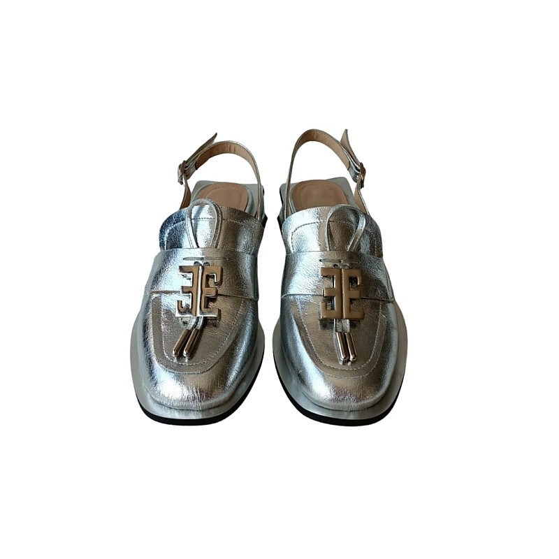 Gümüş Renk Özel Üretim Slingback Ayakkabı