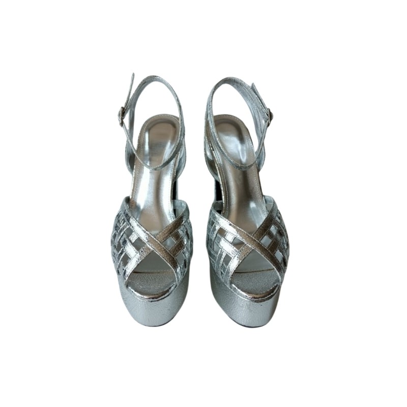 Gümüş Renk Platform Topuklu Ayakkabı