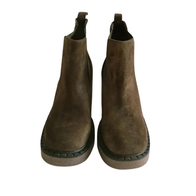 Haki Yeşil Renk Süet Deri Yan lastikli Bot