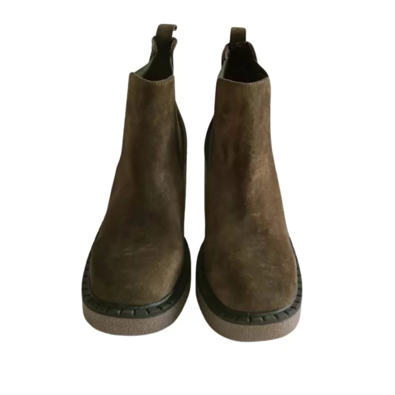 Haki Yeşil Renk Süet Deri Yan lastikli Bot