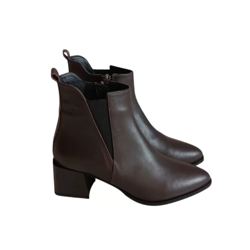 Koyu Kahve Renk Klasik Yan lastikli İç Yan Fermuarlı Bot