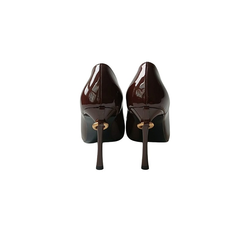 Koyu Kahve Renk Rugan  Stiletto Ayakkabı