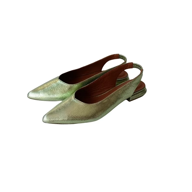 Kristal Yeşili Renk Slingback Ayakkabı