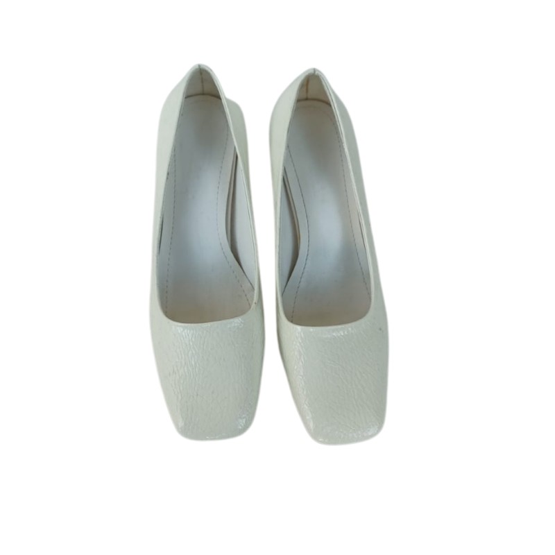 Kroko Beyaz Renk Topuklu Ayakkabı