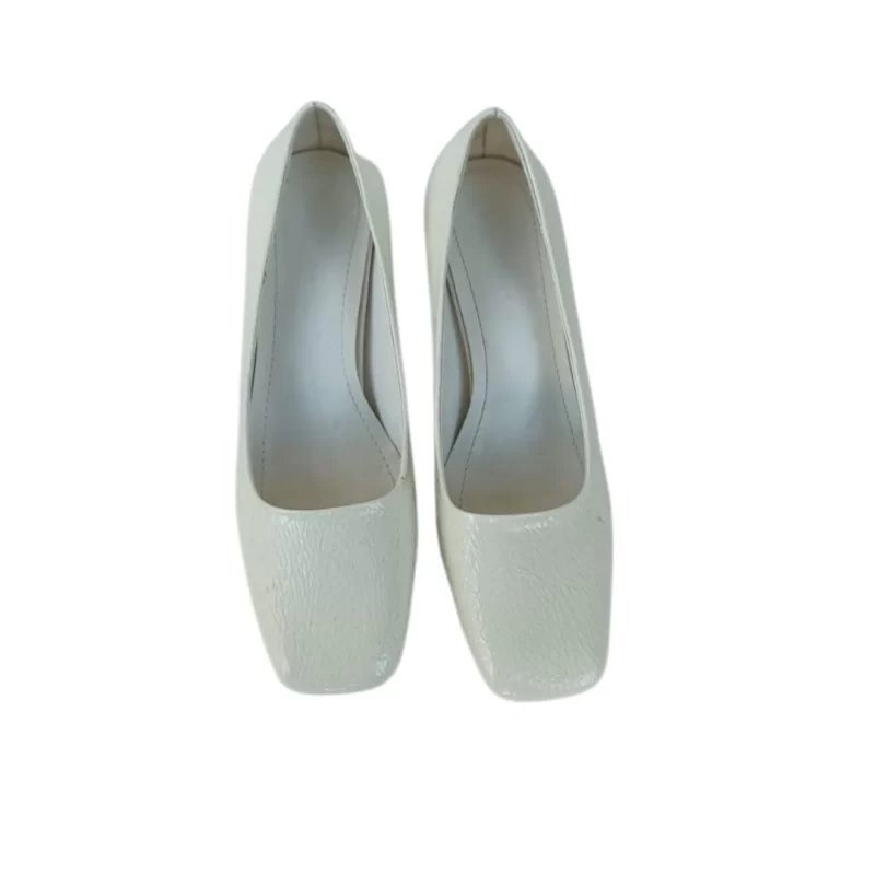 Kroko Beyaz Renk Topuklu Ayakkabı