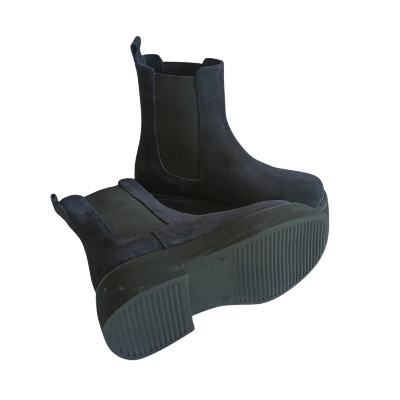 Lacivert Renk Nubuk Deri Yan lastikli Bot