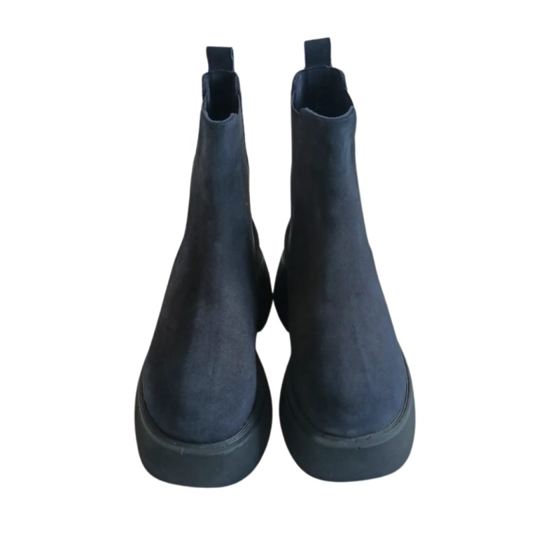 Lacivert Renk Nubuk Deri Yan lastikli Bot