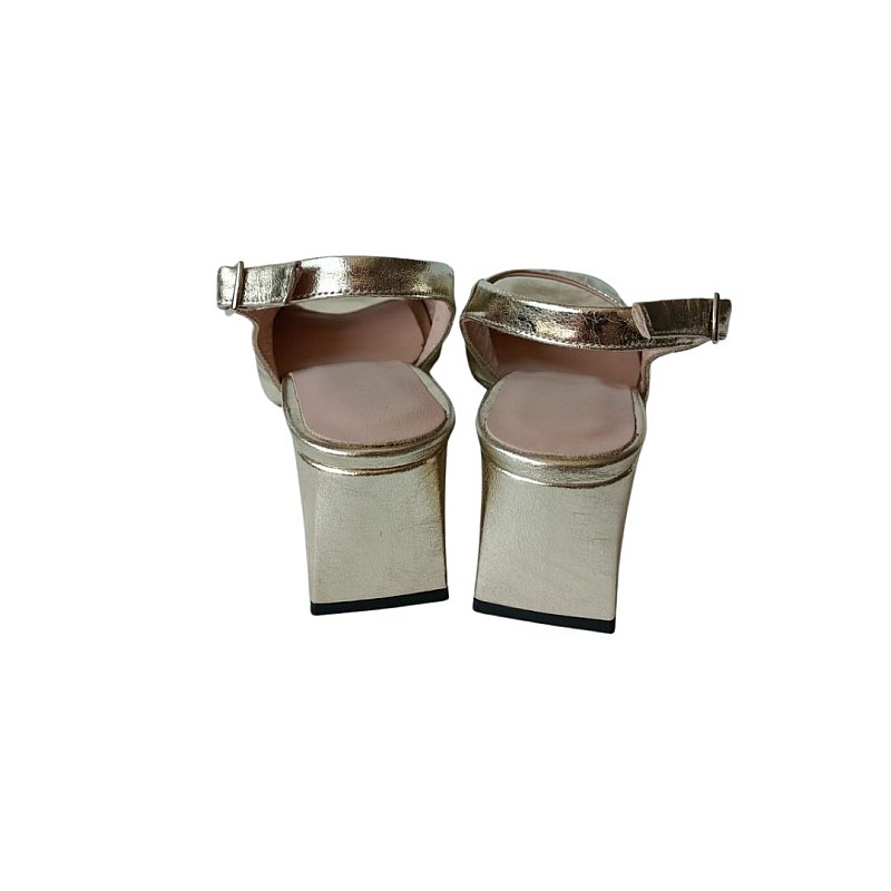 Lazer Kesim Gold Renk Topuklu sandalet Ayakkabı