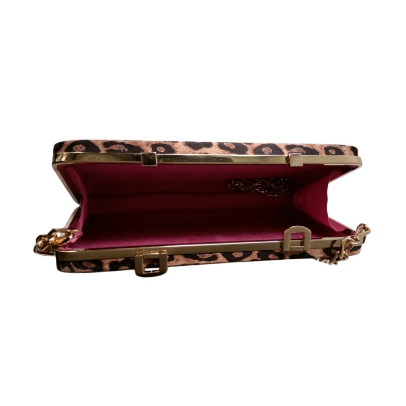 Leopar Desenli Saten Dikdörtgen Abiye Çanta