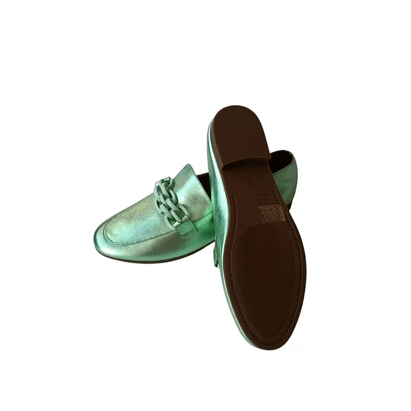 Metalik Su Yeşili Renk Laofer Ayakkabı