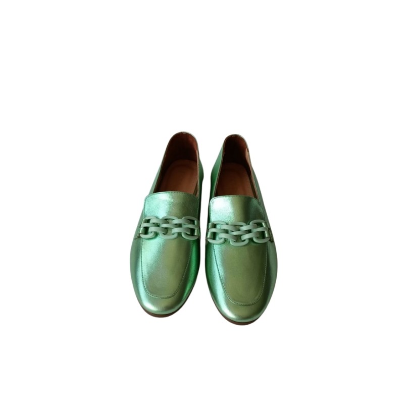 Metalik Su Yeşili Renk Laofer Ayakkabı