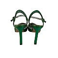 Metalik Yeşil Renk Cam Topuklu Ayakkabı