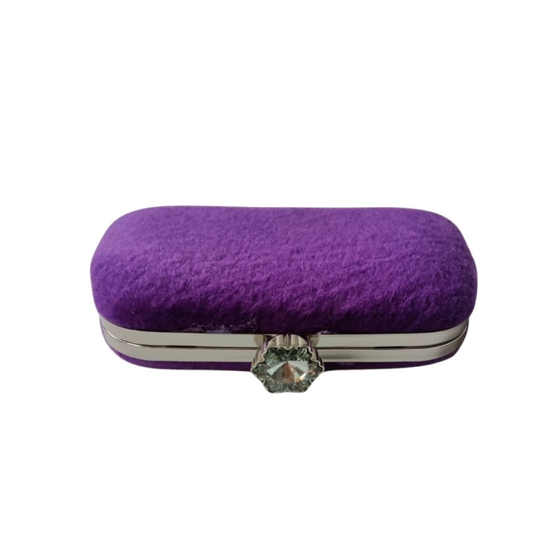 Mor Renk Kürk Kumaş Abiye Çanta