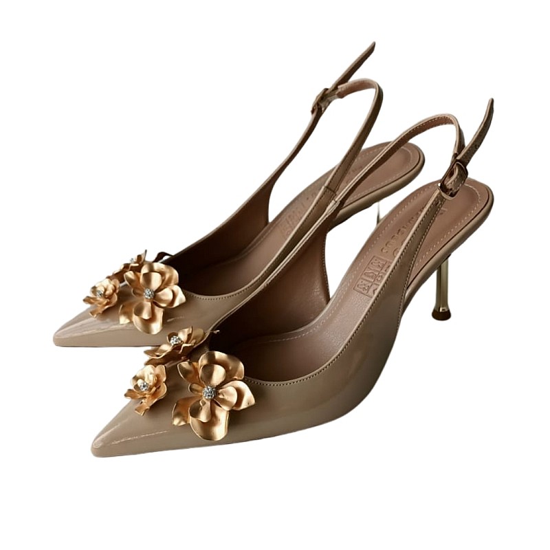 Nude Renk Rugan Stiletto Ayakkabı