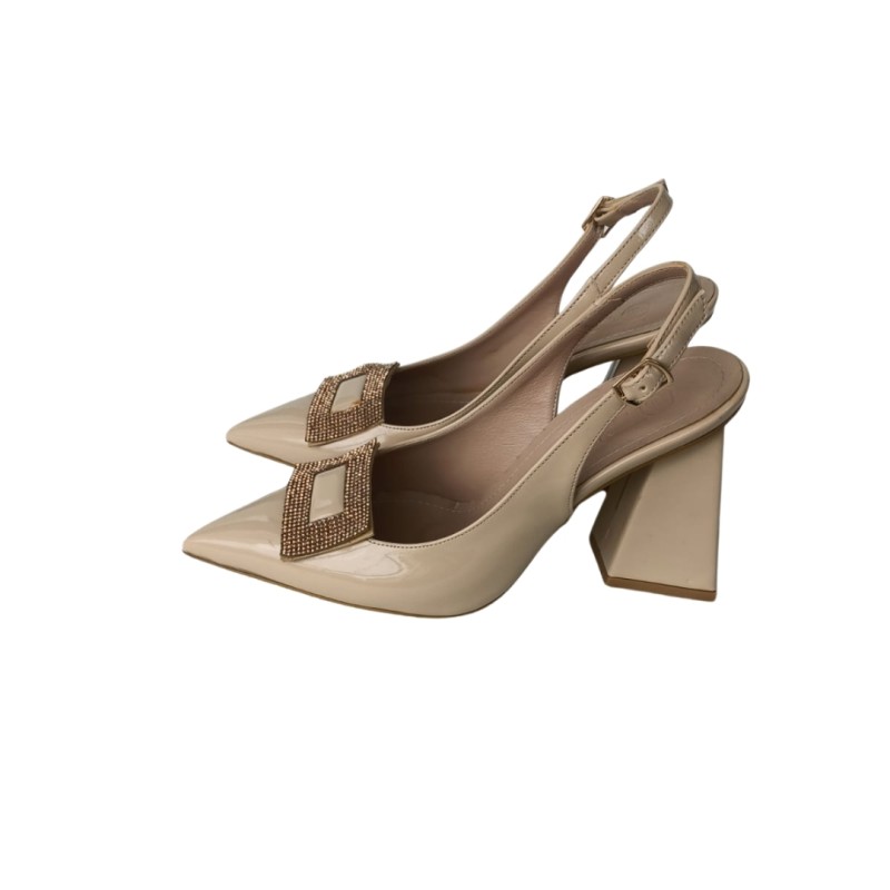Nude Renk Rugan Topuklu Ayakkabı