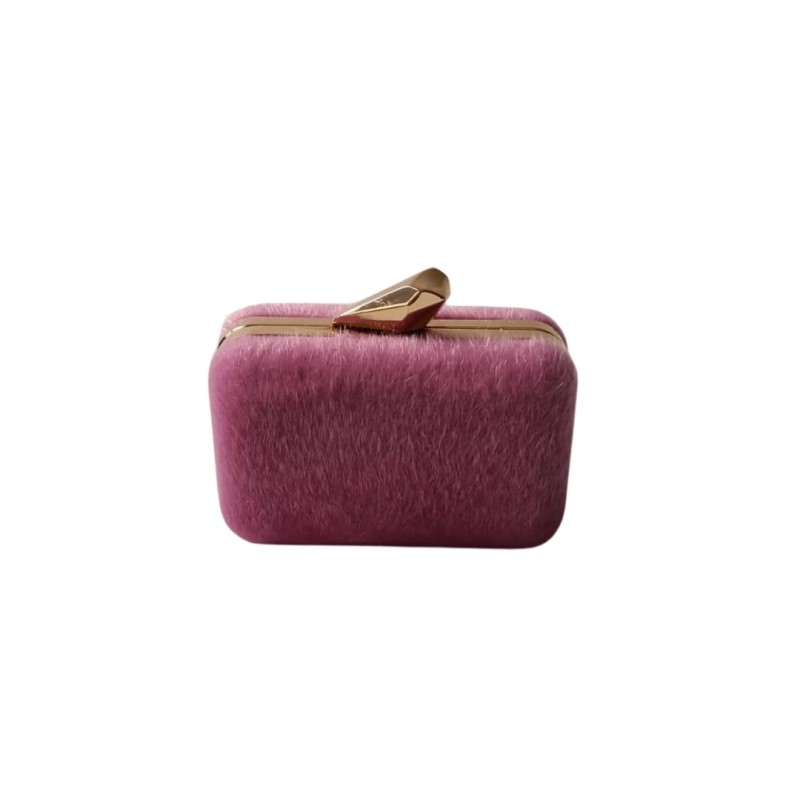 Pembe Renk Kürk Kumaş Abiye Çanta