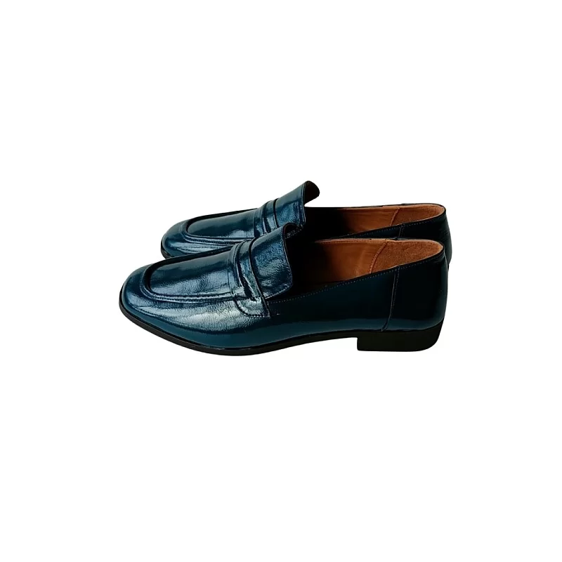 Petrol Mavisi Rugan Laofer Ayakkabı