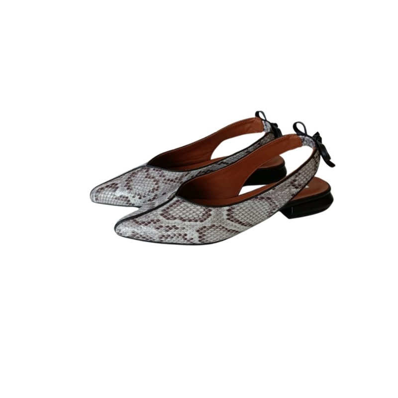 Piton Gri Slingback Ayakkabı