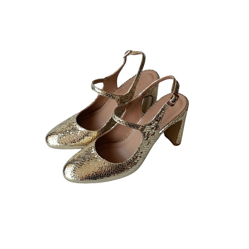 Pul Desen Aynalı Taban gold Renk Topuklu Ayakkabı