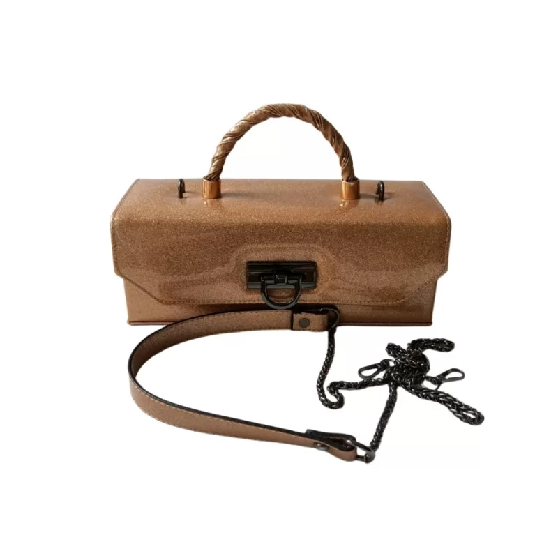 Simli Taba Renk Abiye Çanta