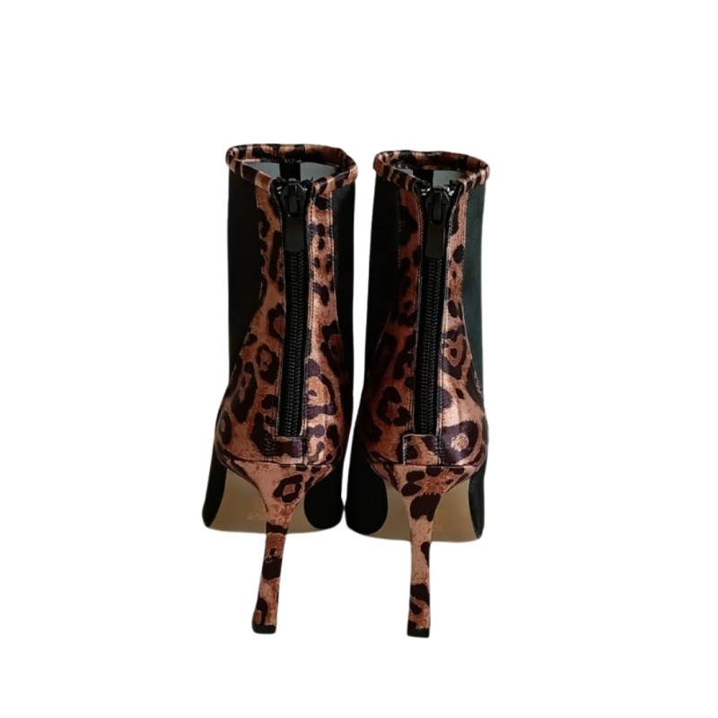 Siyah Leopar Renk Sitiletto Tül Bot